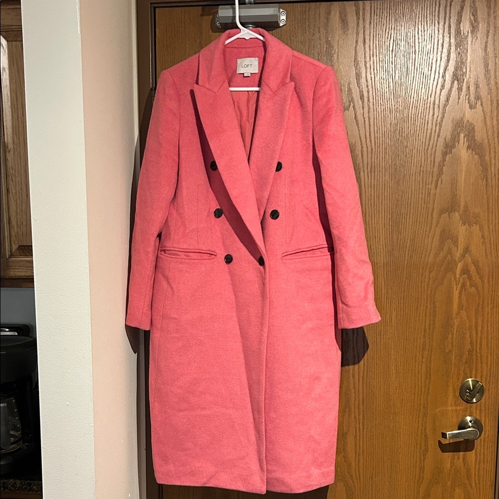 LOFT Women's Pink Double-Breasted Trench Coat
